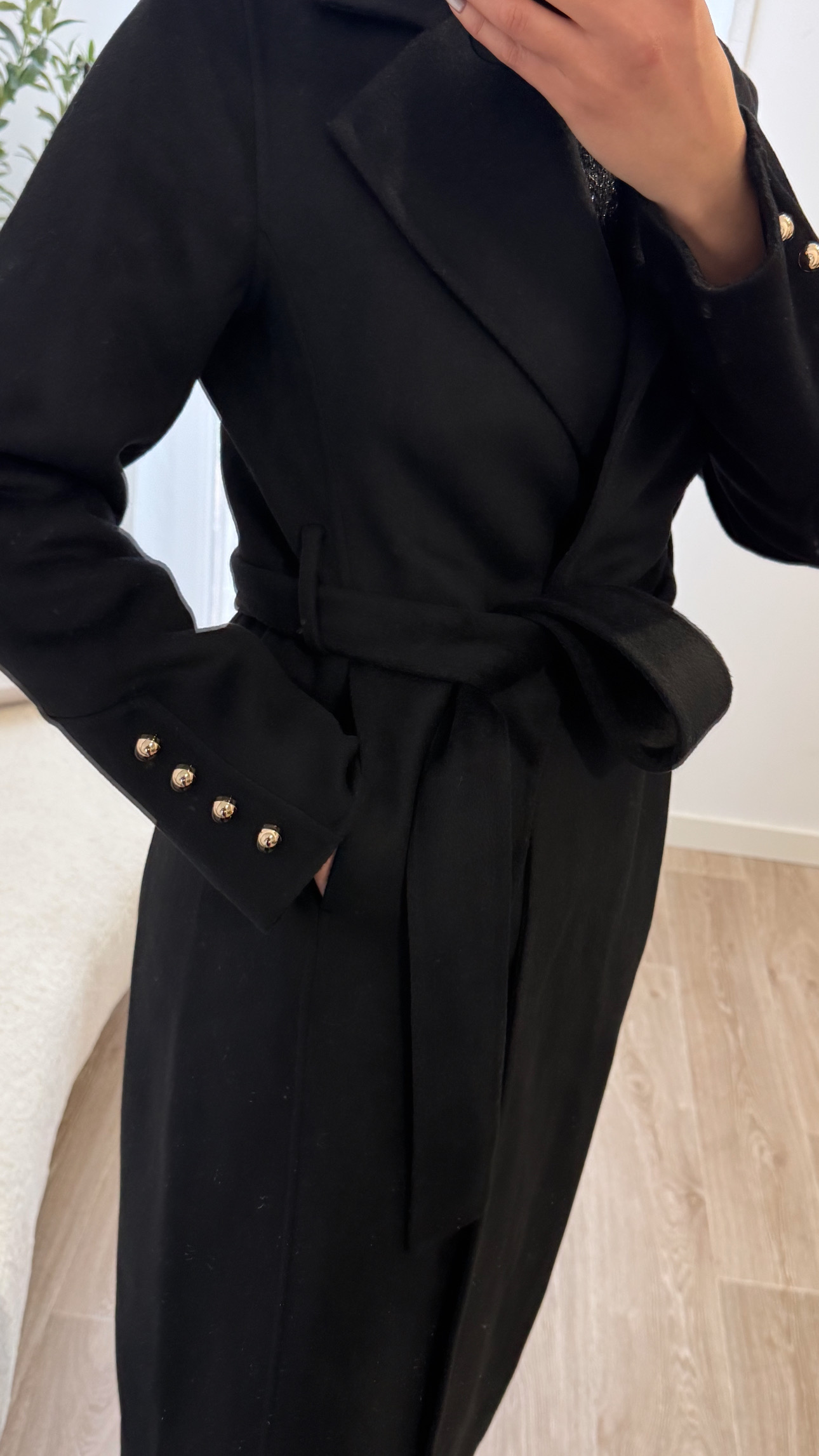 Manteau Noir En Laine – Image 2