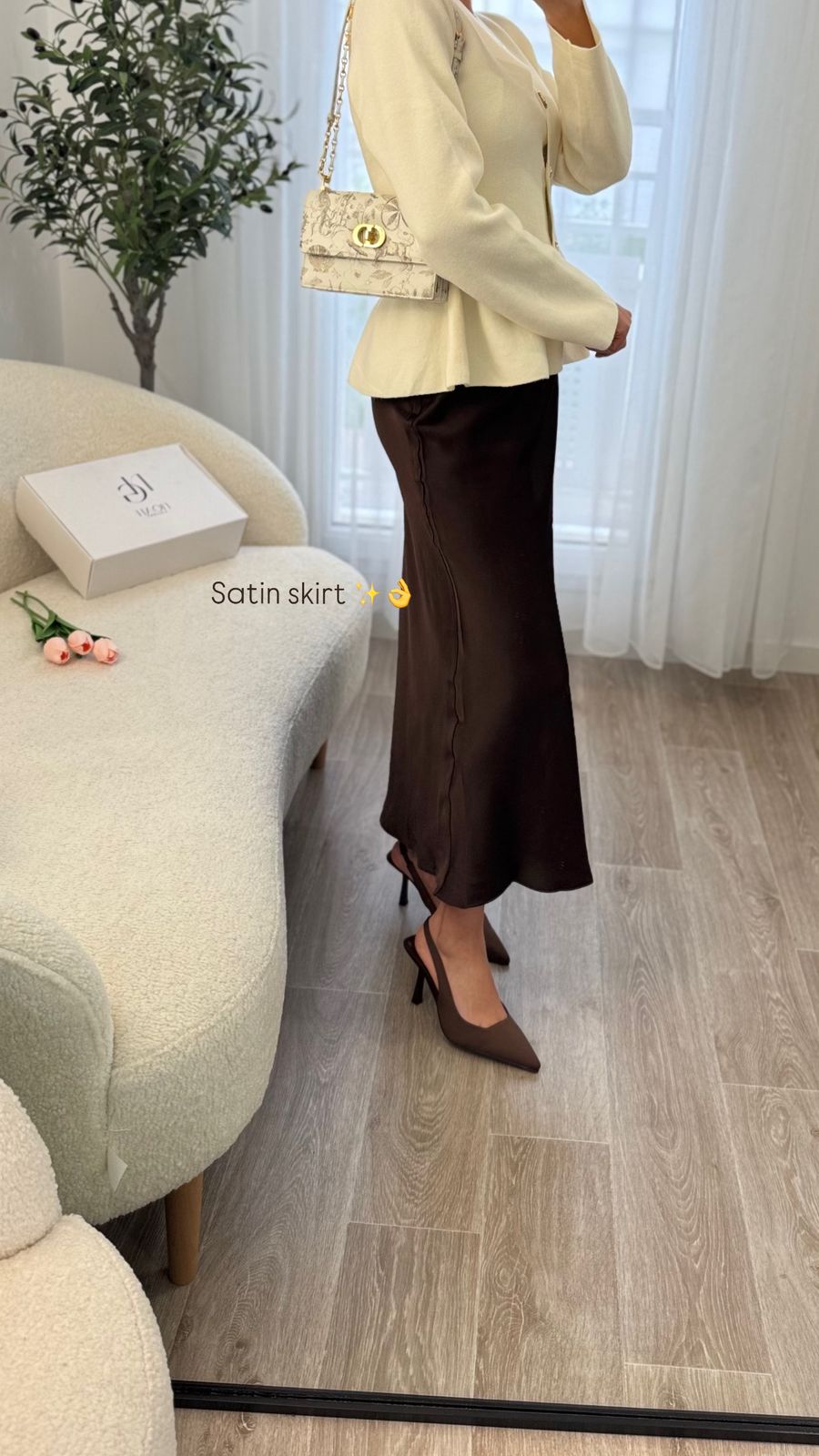 Jupe Satinée Marron – Image 2