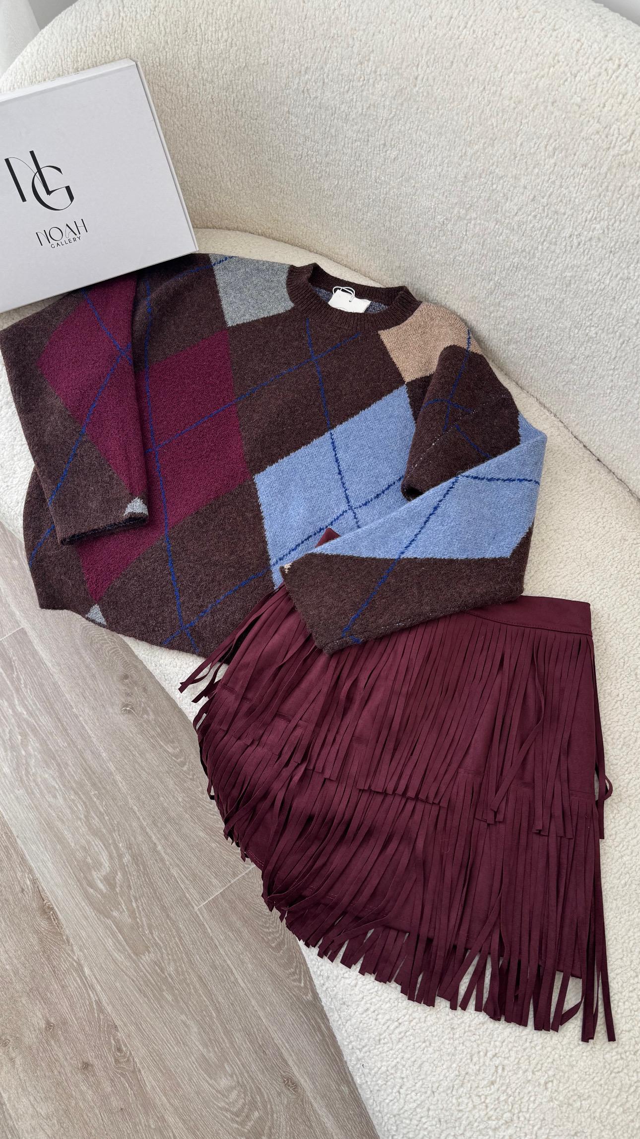 Pull Arlequin Prune & Bleu – Image 3