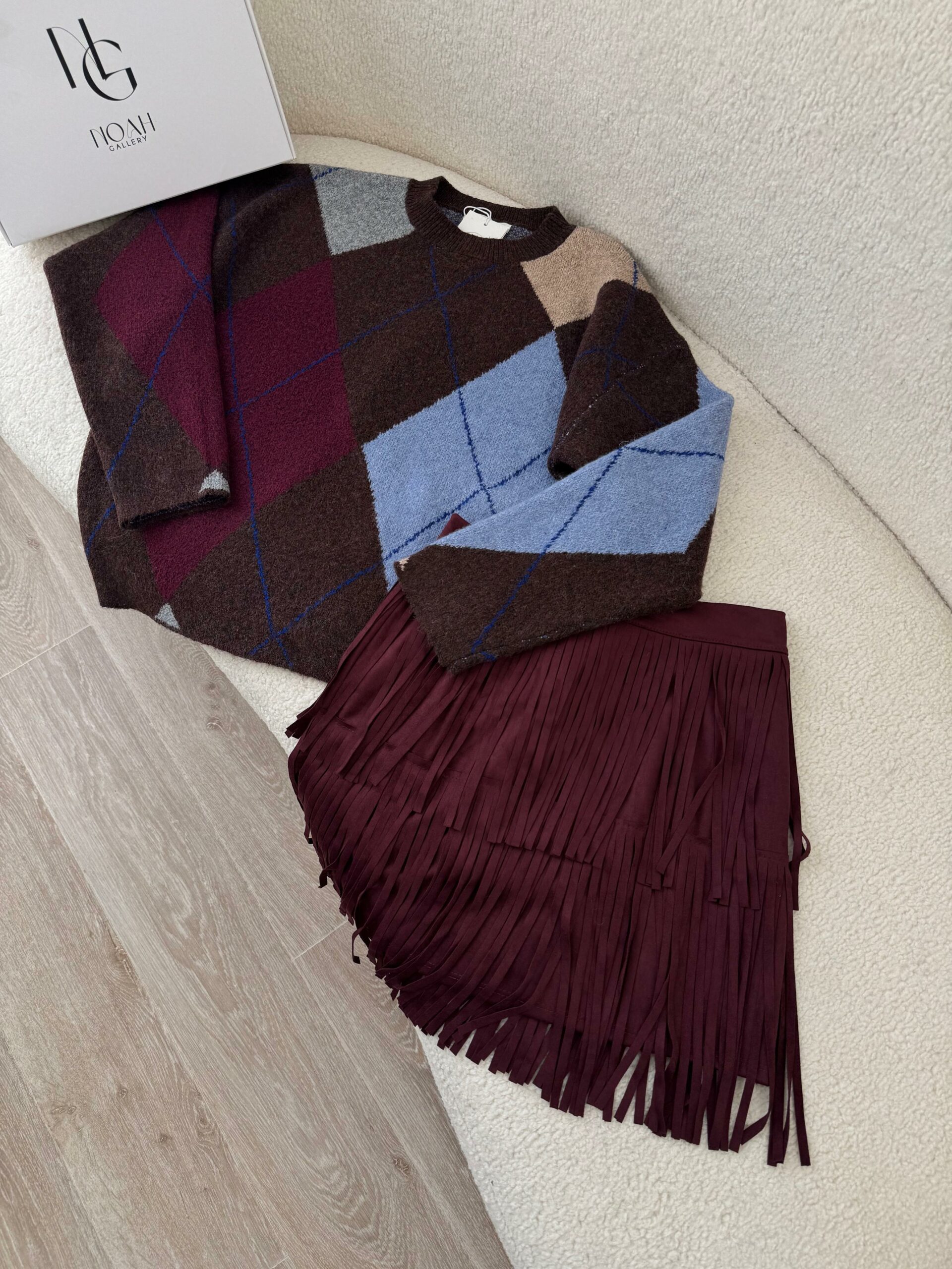 Pull Arlequin Prune & Bleu