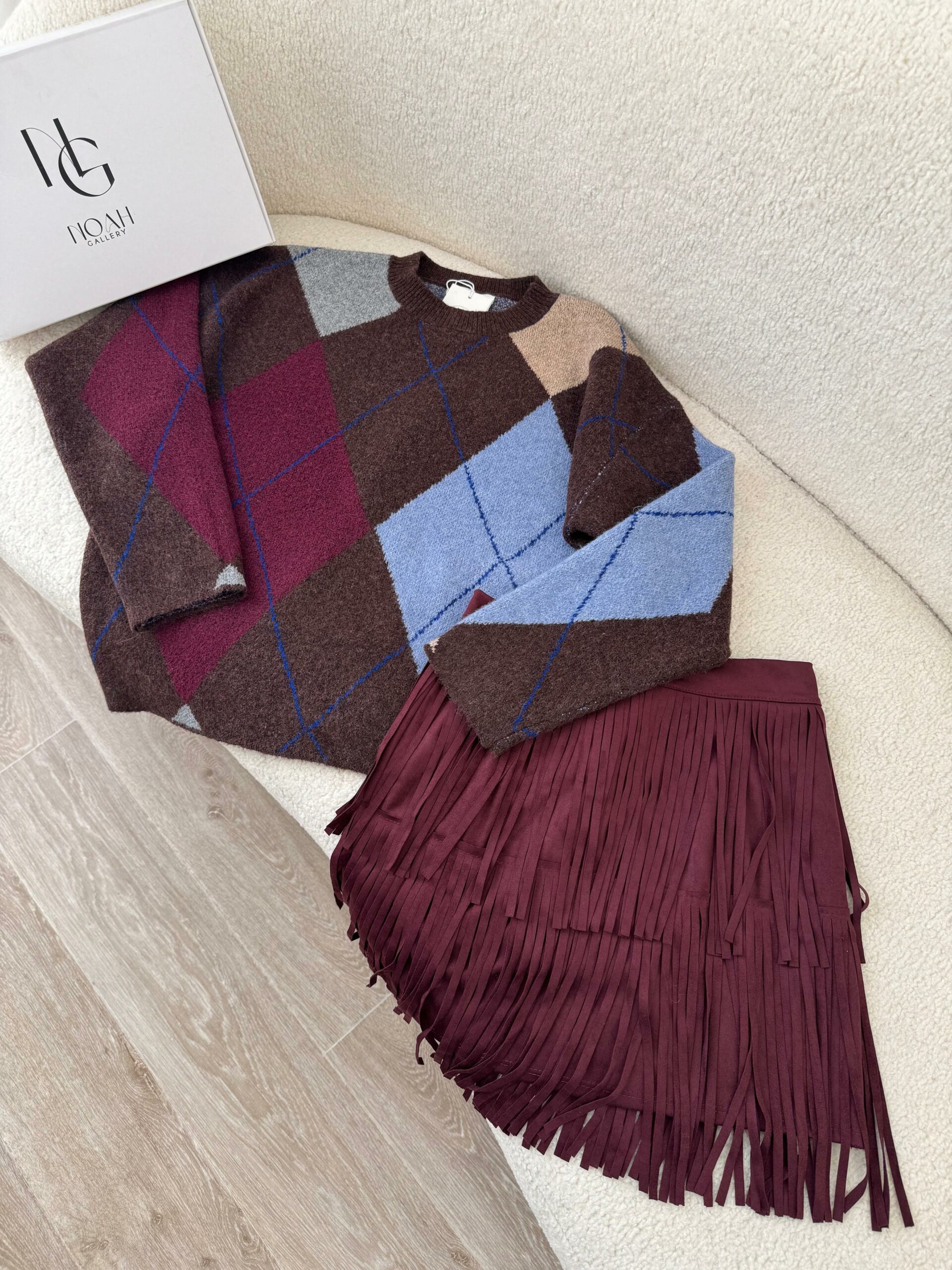 Pull Arlequin Prune & Bleu – Image 6