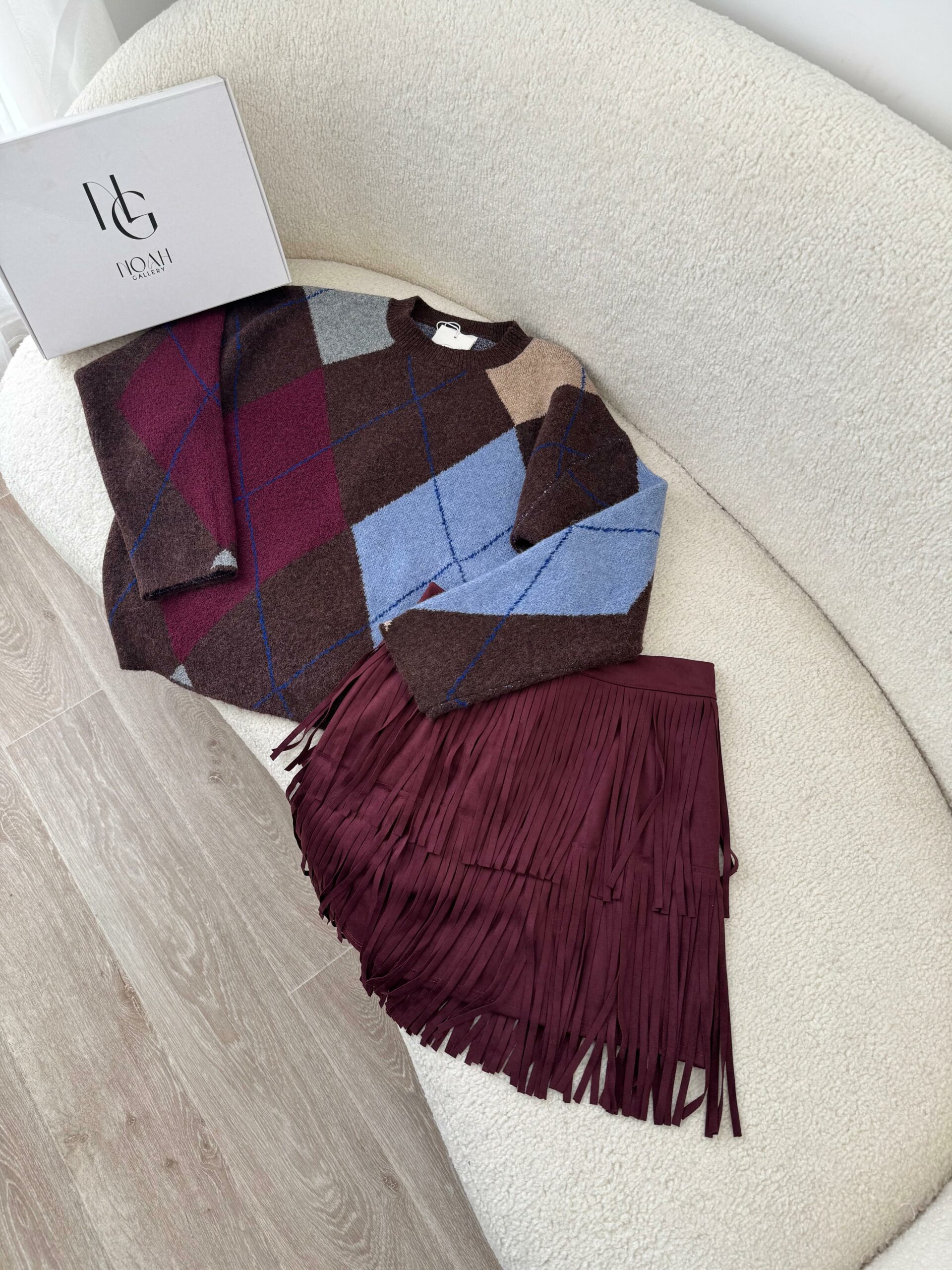 Pull Arlequin Prune & Bleu – Image 2