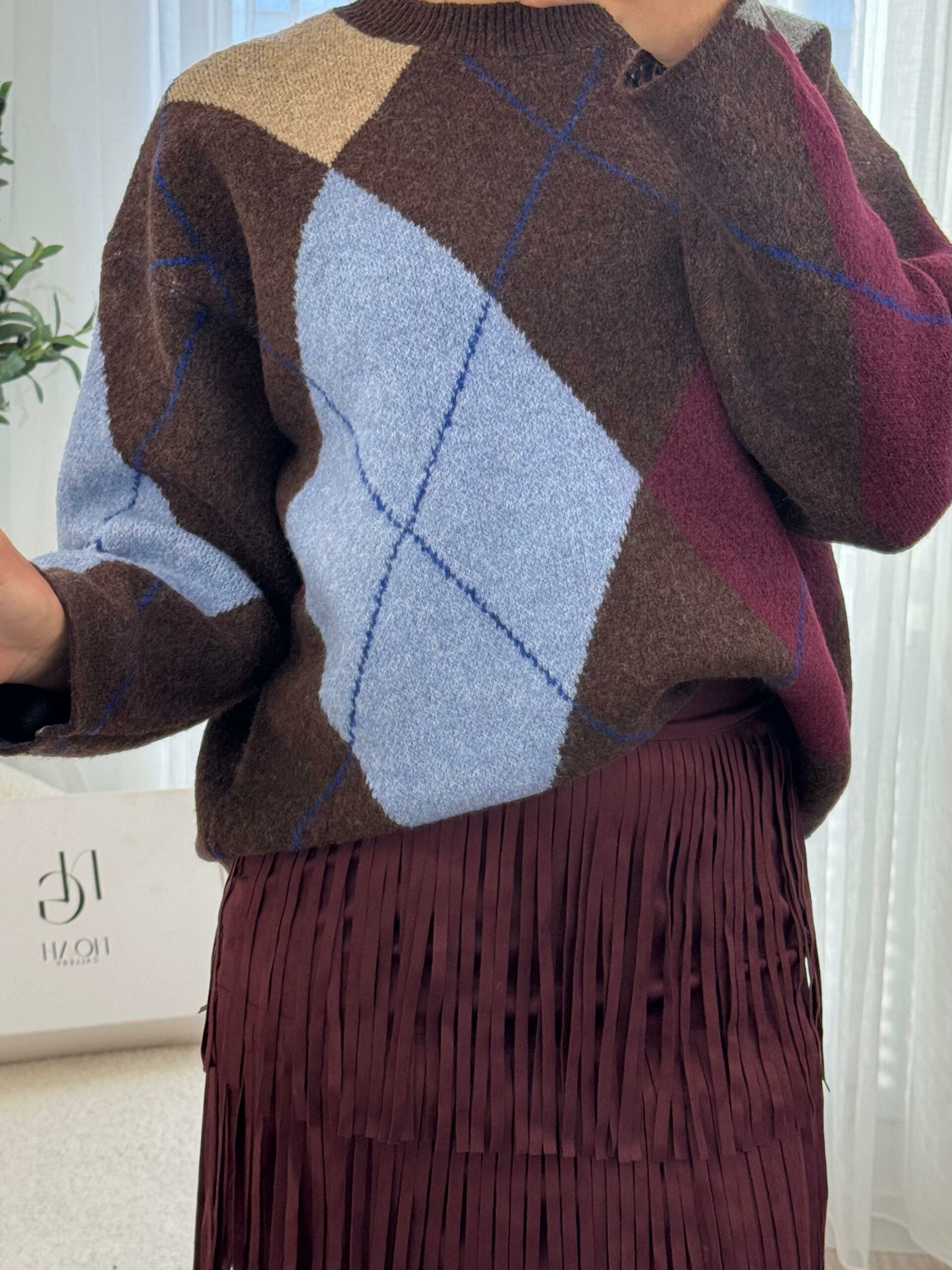 Pull Arlequin Prune & Bleu – Image 7