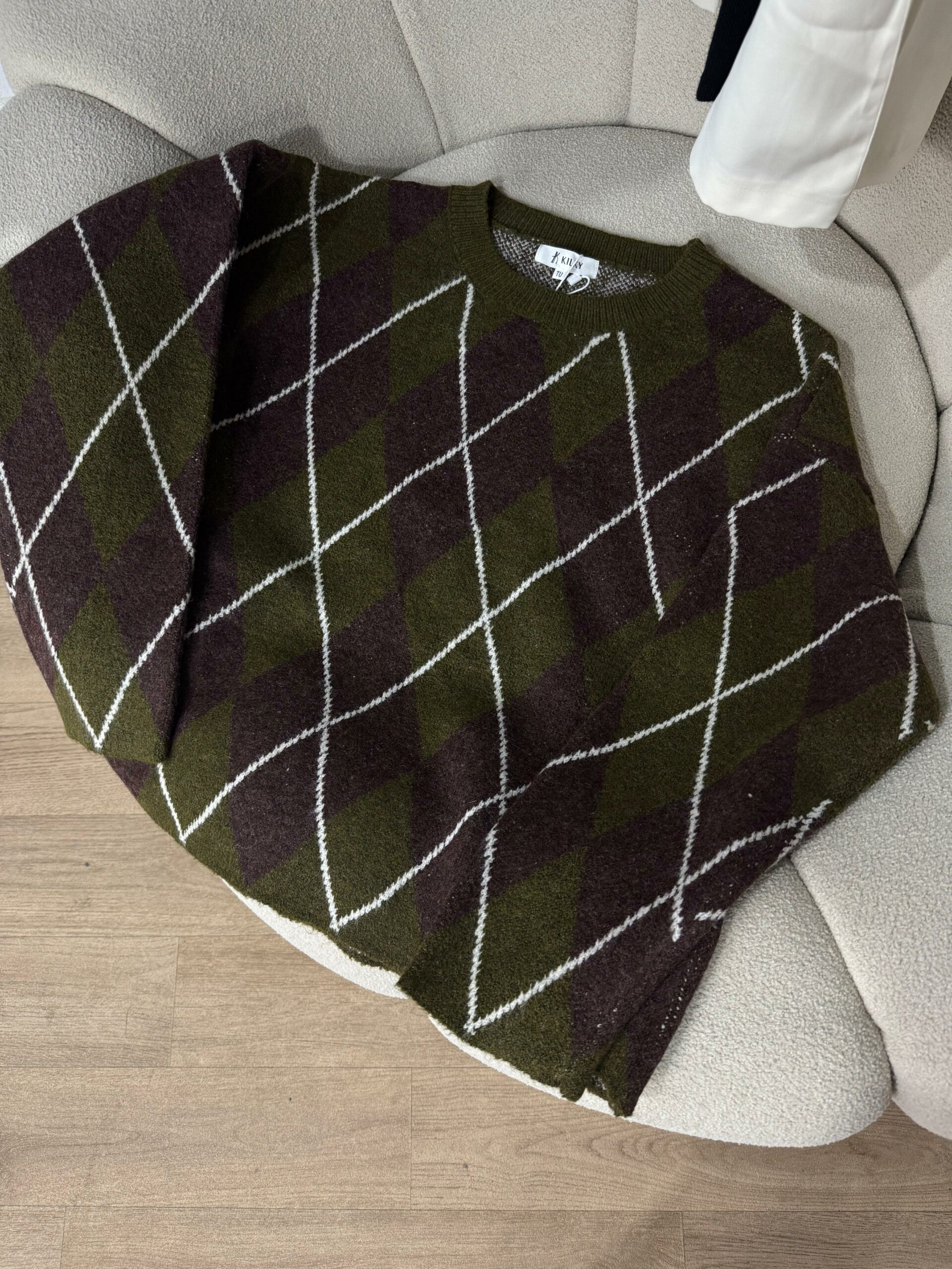Pull Jacquard Vert & Marron – Image 2