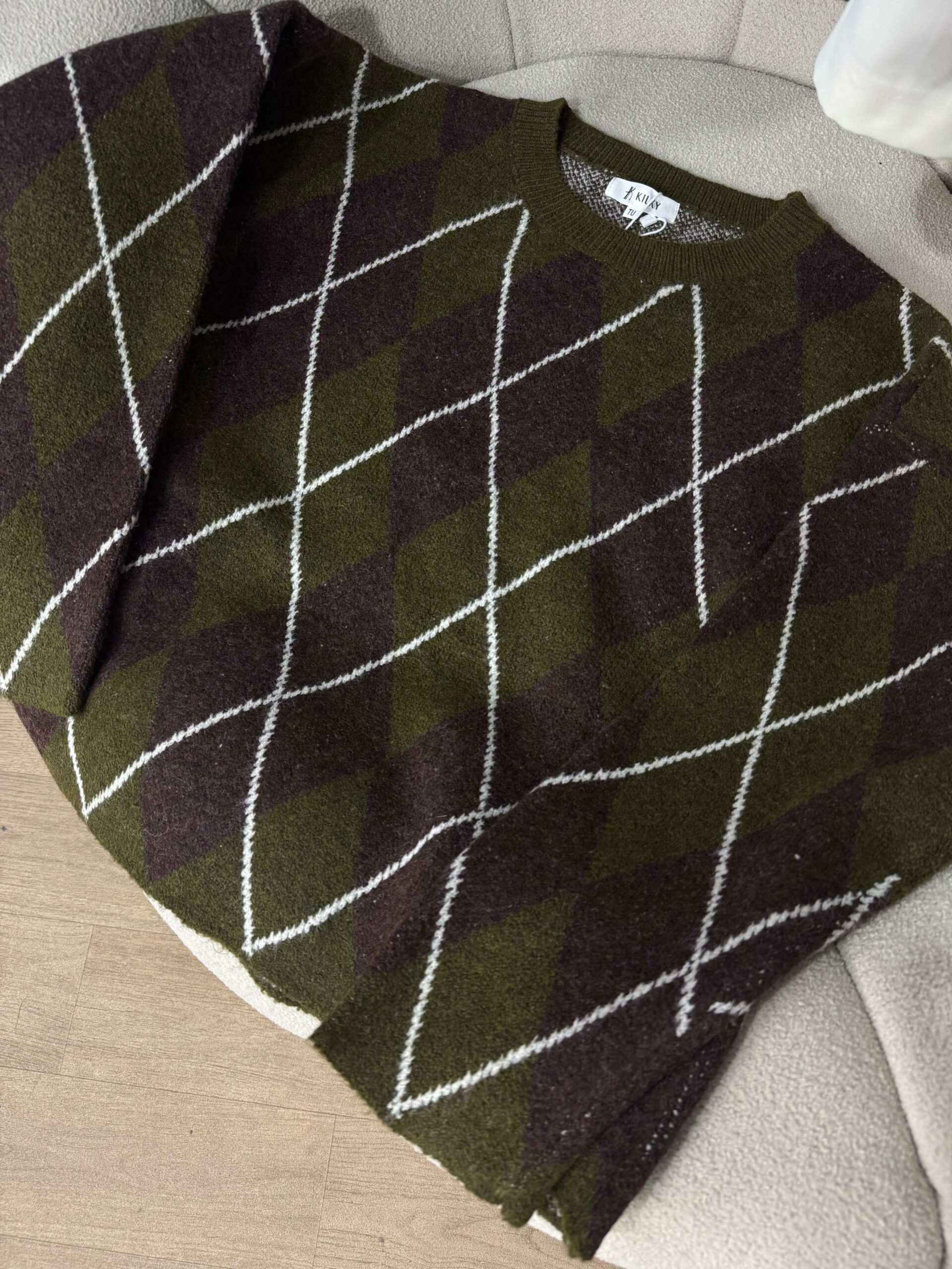 Pull Jacquard Vert & Marron – Image 3