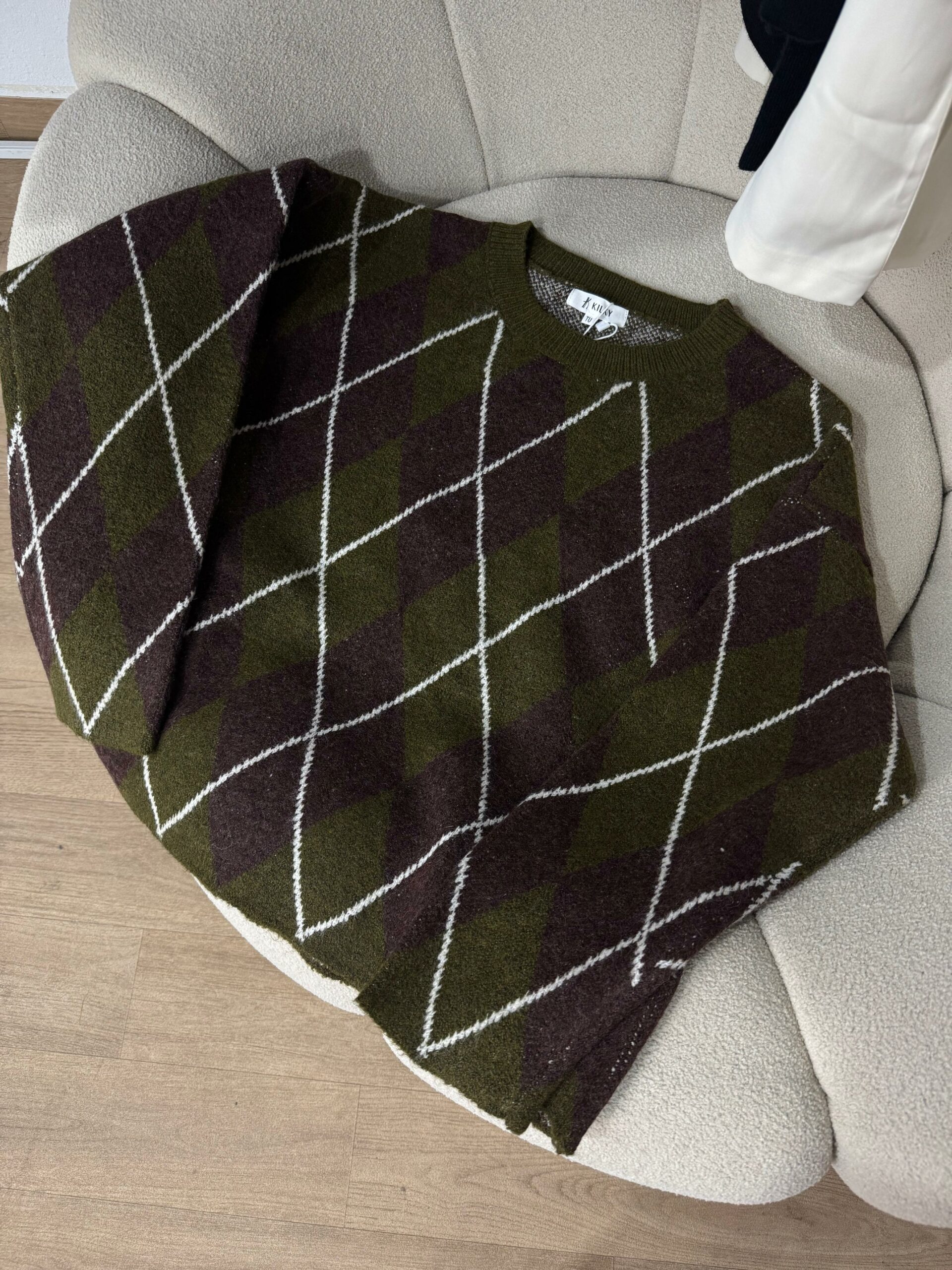 Pull Jacquard Vert & Marron