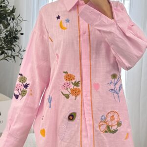 Chemise Rose Brodée