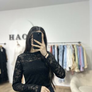 Pull Noir Dentelle