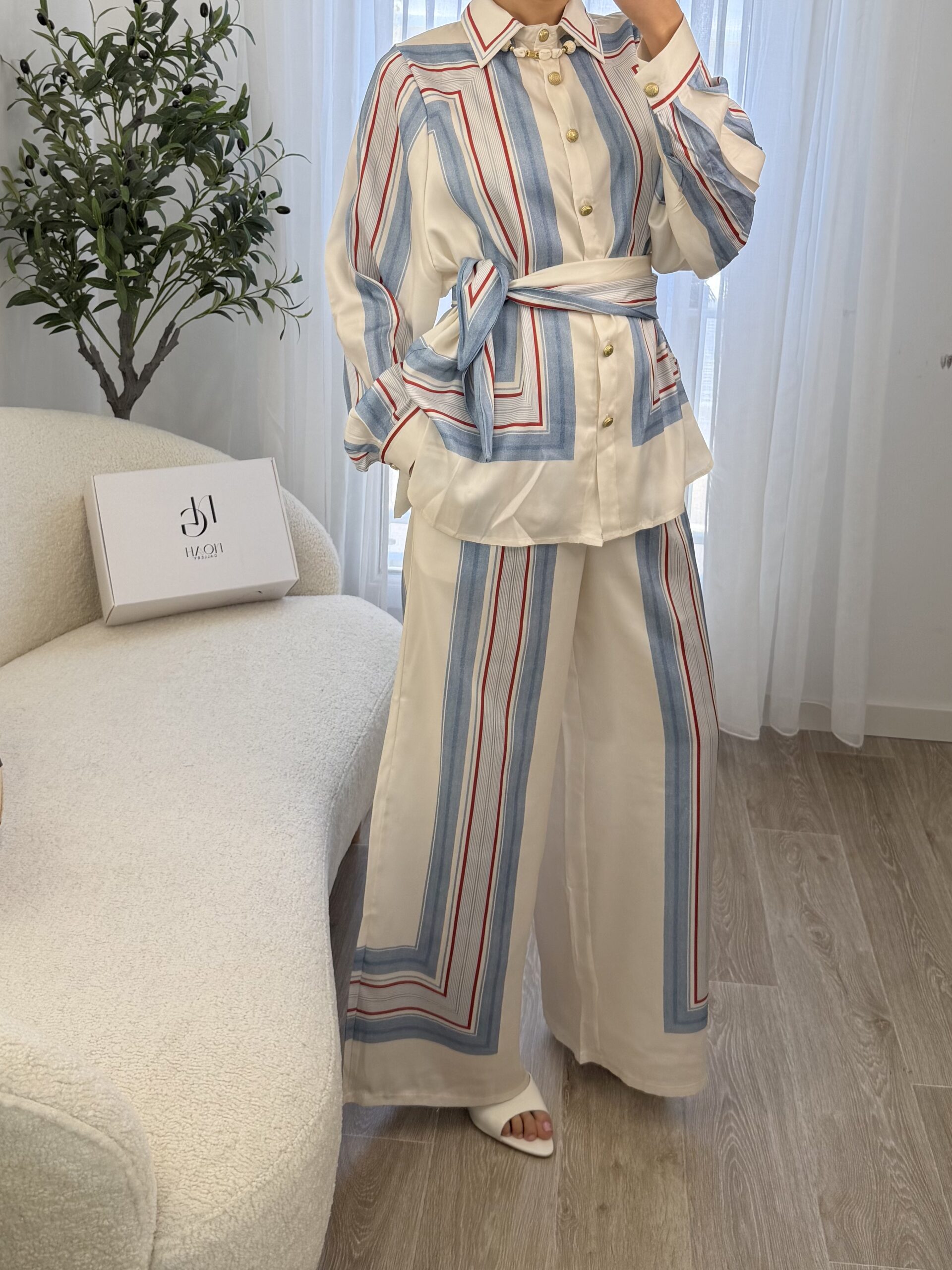 Ensemble Satin Rayé Élégance Riviera