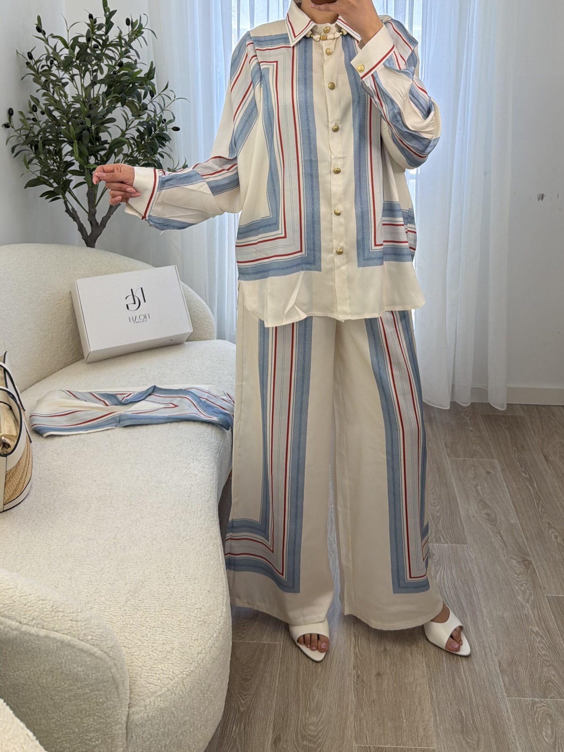 Ensemble Satin Rayé Élégance Riviera – Image 2