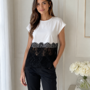 Pull Dentelle Contrastée