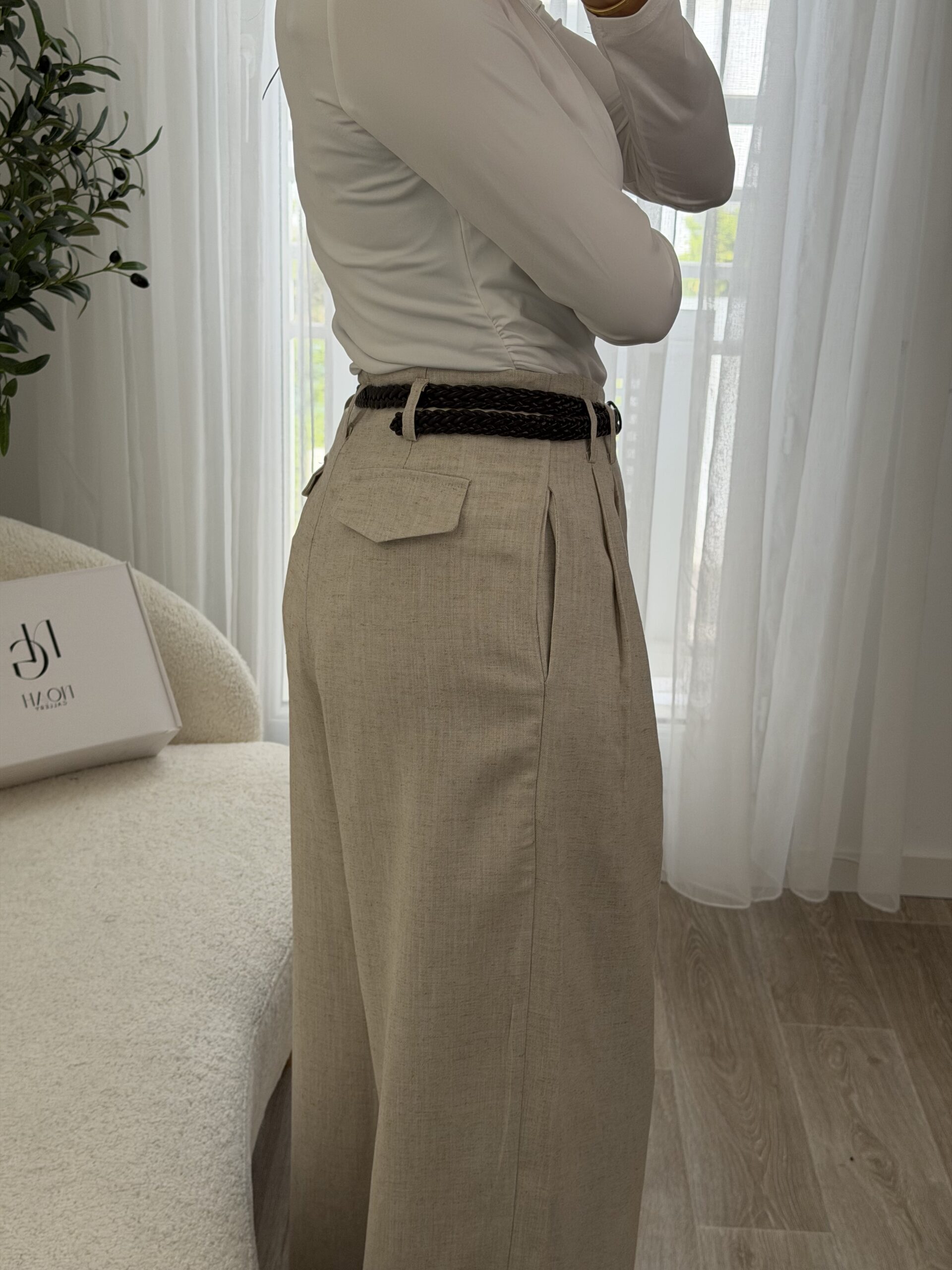 Pantalon Lin Ceinture – Image 9