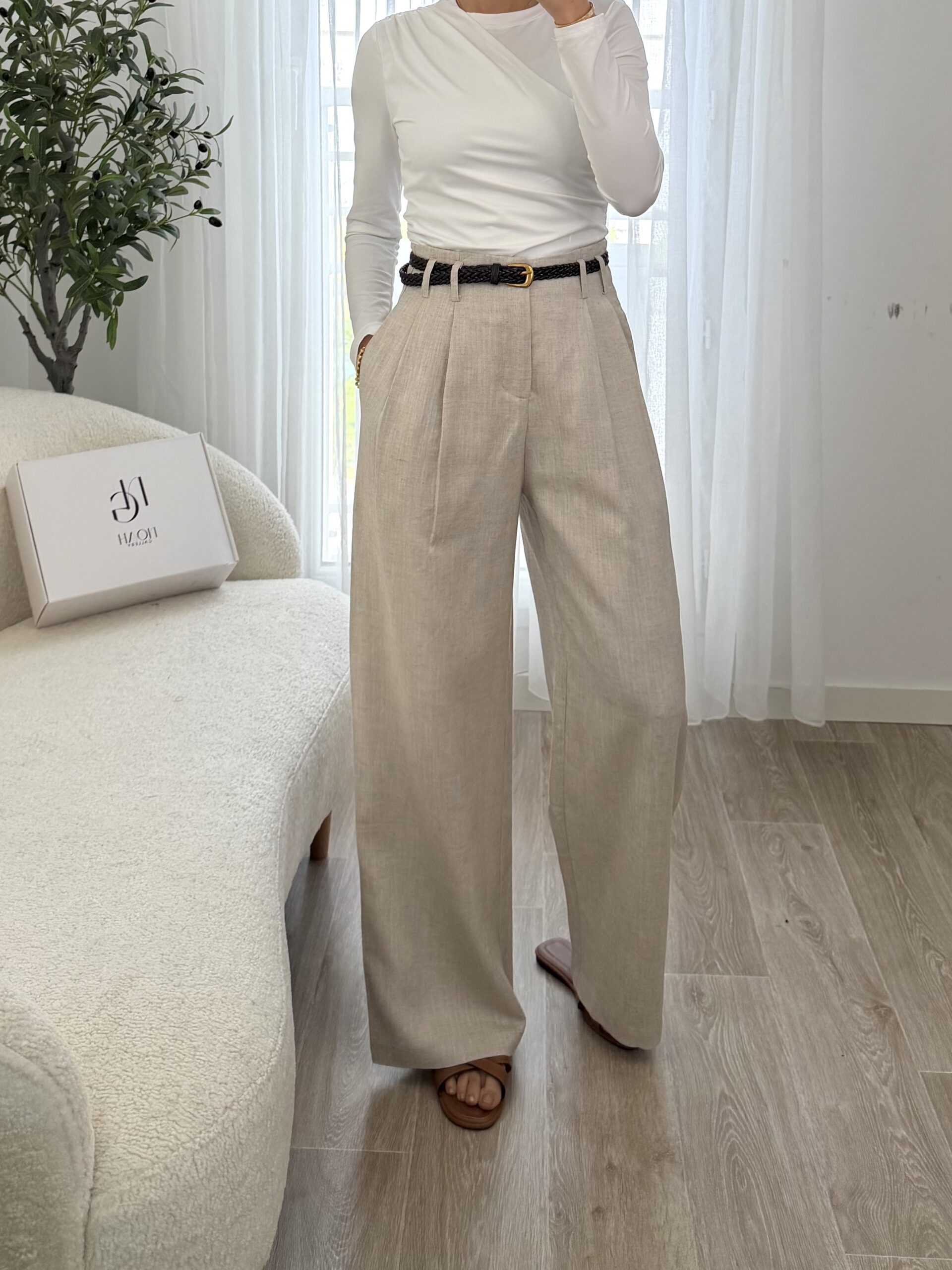 Pantalon Lin Ceinture