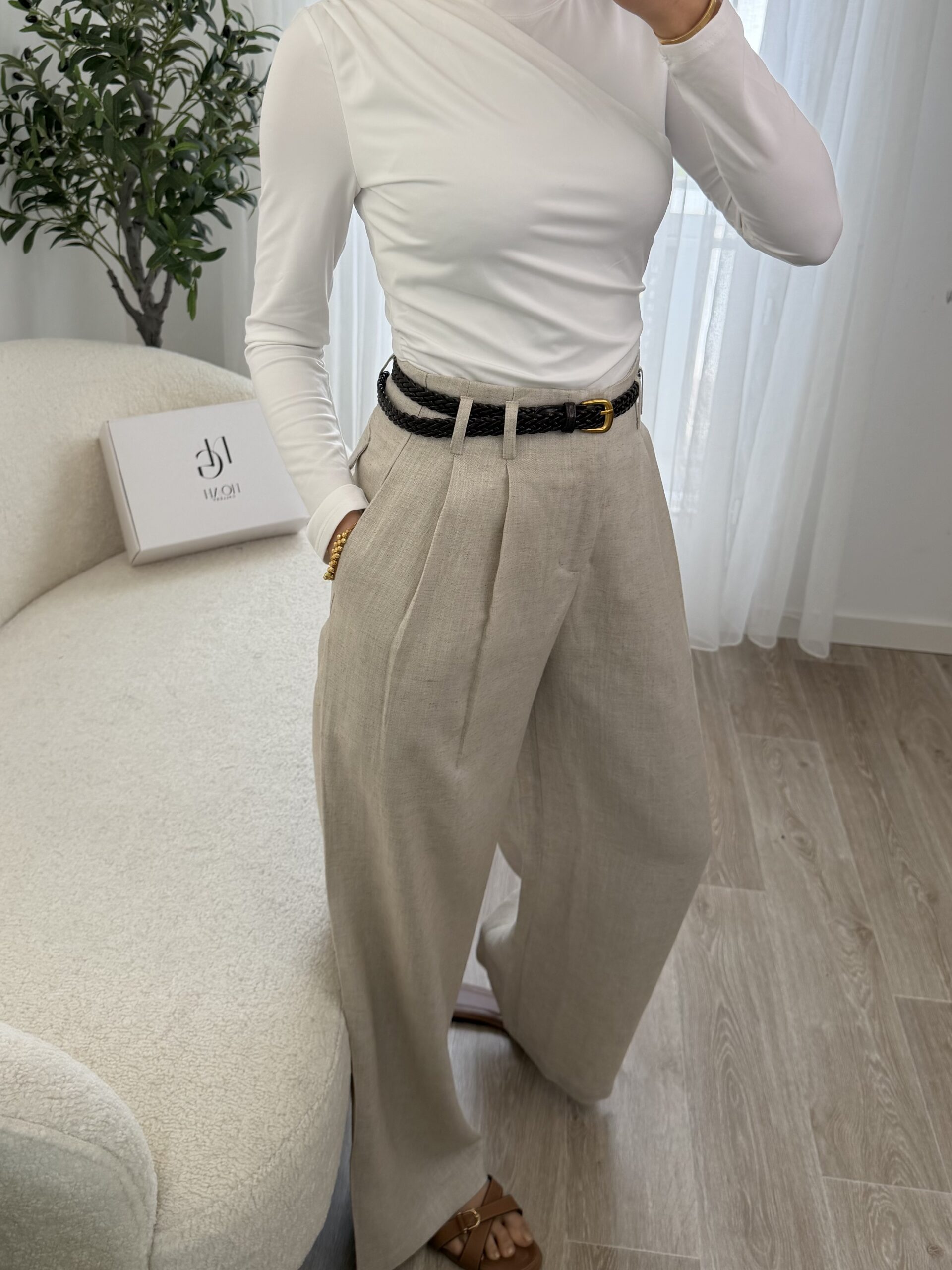 Pantalon Lin Ceinture – Image 4