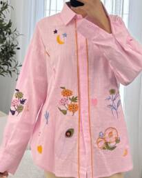Chemise Rose Brodée - Noah