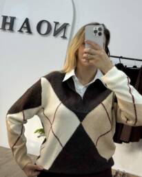 Pull À Carreaux Col Chemise - Noah