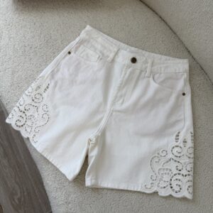 Short Éclat Blanc Brodé