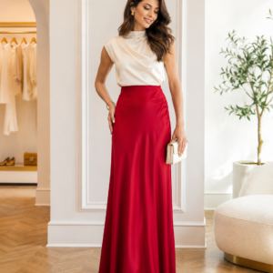 Jupe satin Rouge